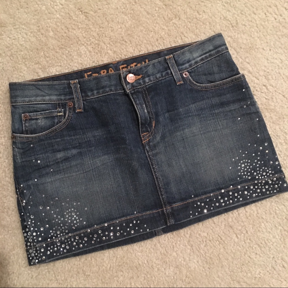 Abercrombie & Fitch Denim Mini Skirt with crystals